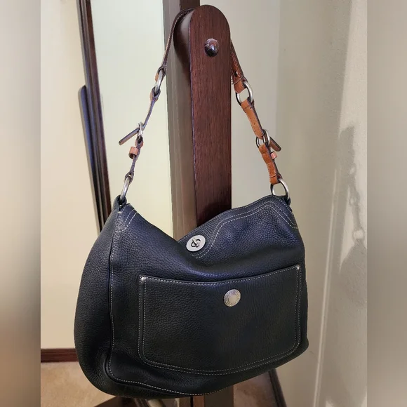 Coach | Bags | Coach Black Leather Vintage Turnlock Shoulder Bag